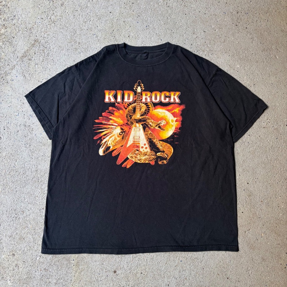 Y2K Kid Rock Live Trucker 06 Tour Graphic T-Shirt Black Short Sleeve XL